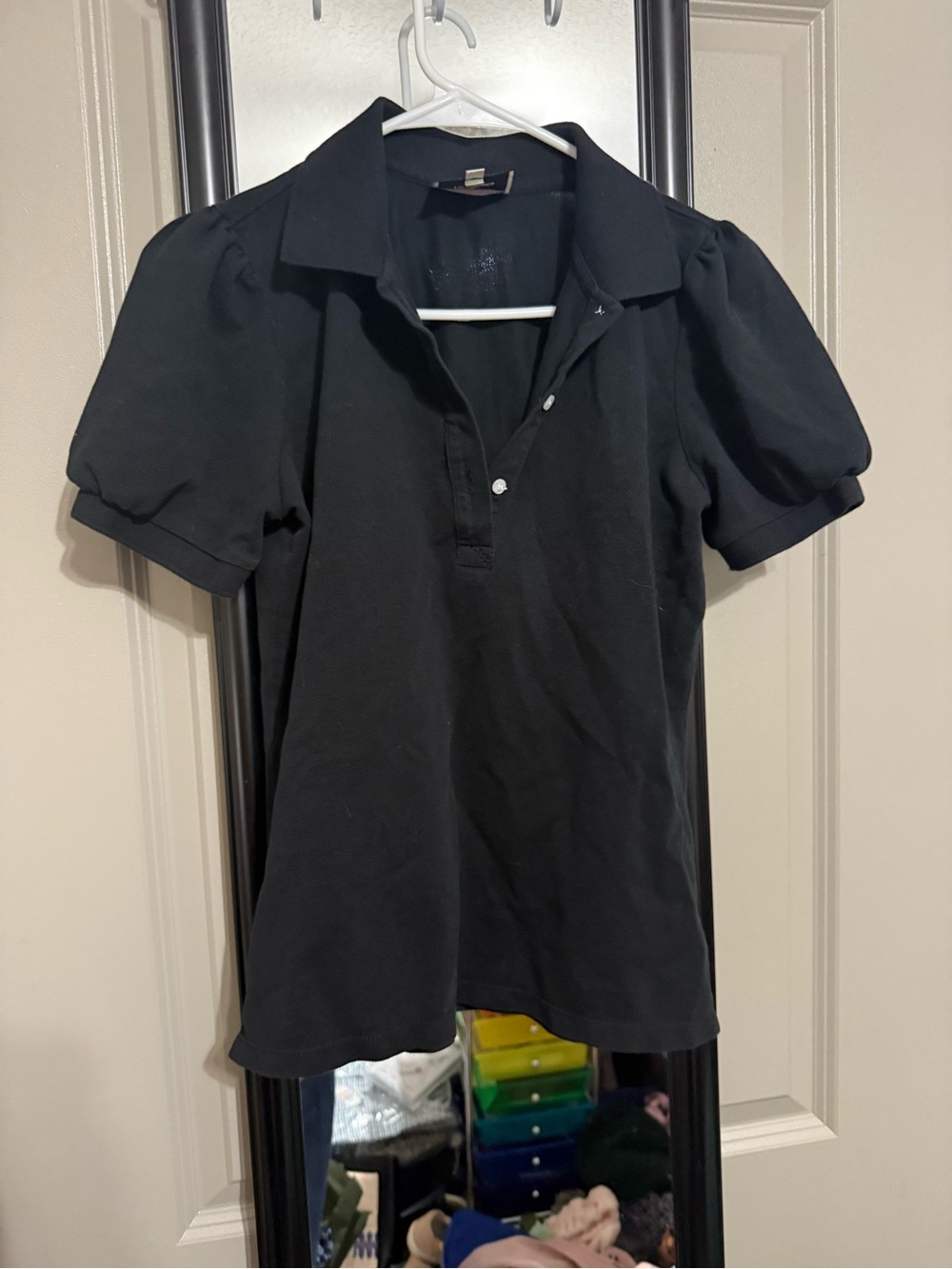 Tuckernuck Black Puff-Sleeve Polo Top